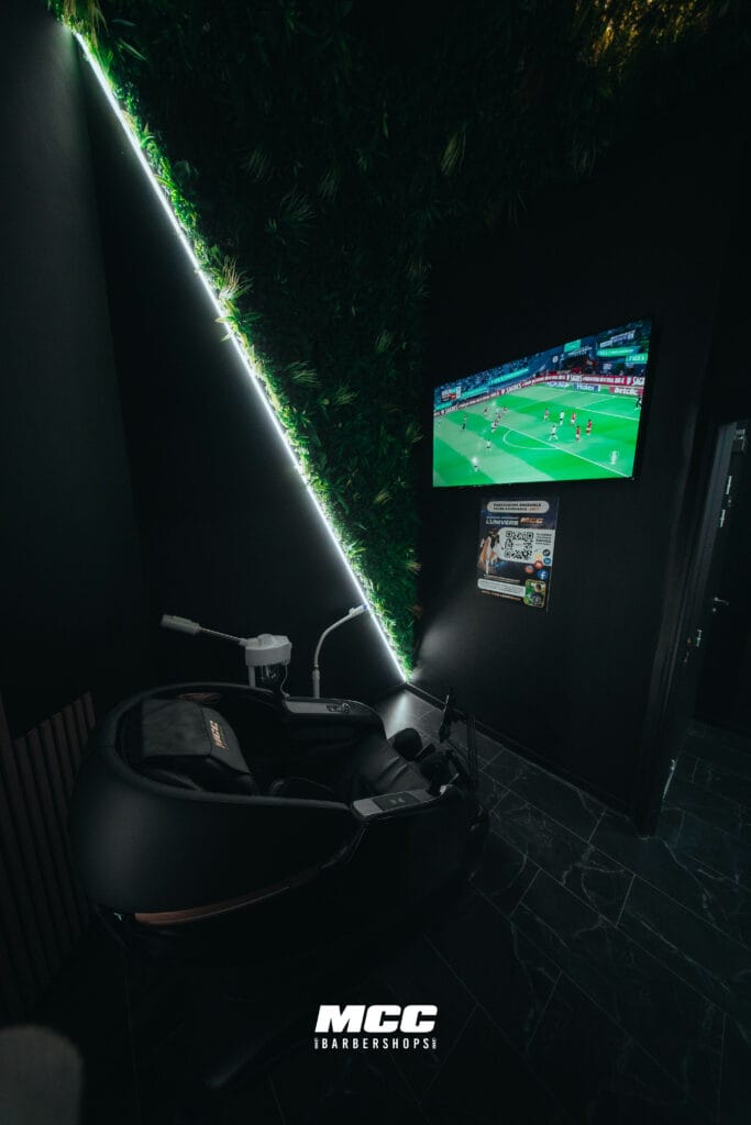 Siège massant MCC Institute dans un salon MCC Barbershops