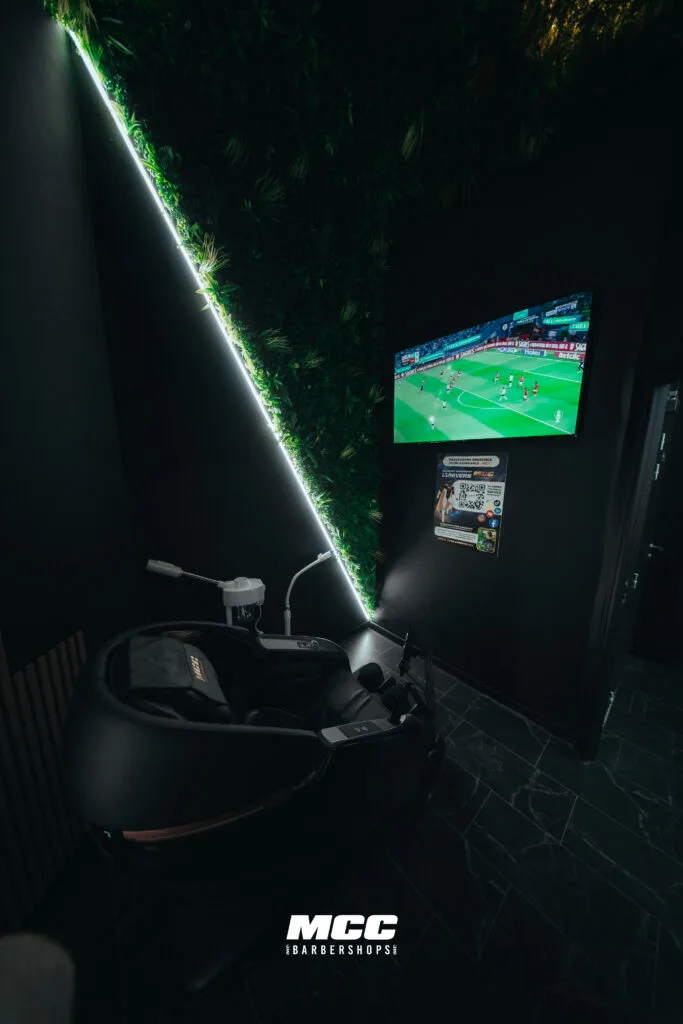 Siège massant MCC Institute dans un salon MCC Barbershops